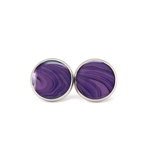 Fialové náušnice pecky z chirurgické oceli (14 mm)