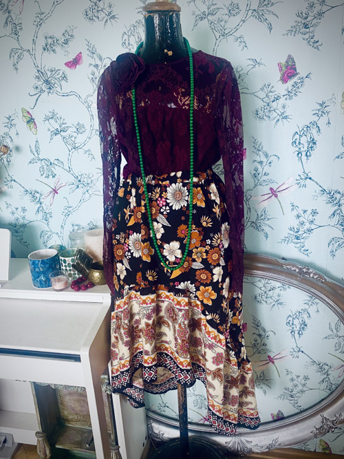 Sukně boho květy asymetric — foto 1