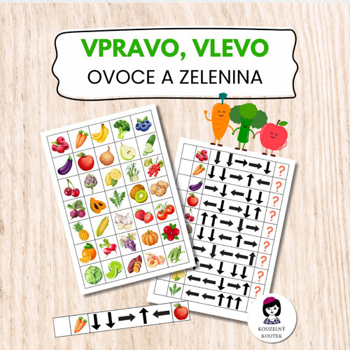Ovoce a zelenina, šifrování, vpravo, vlevo,
