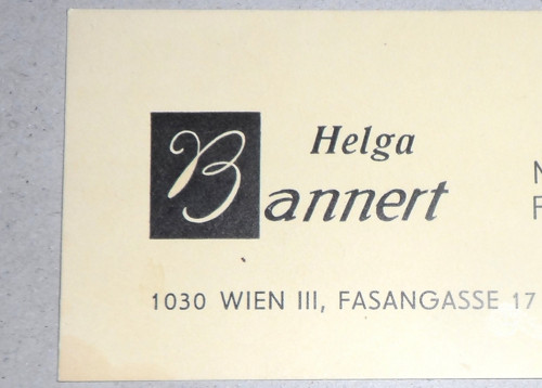 VIZITKA • Helga Bannert, Módní salon, Vídeň