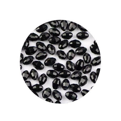 Skleněné broušené olivky černé 6mm, 10ks