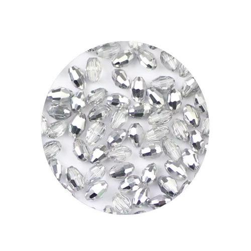 Skleněné broušené olivky šedé 6mm, 10ks