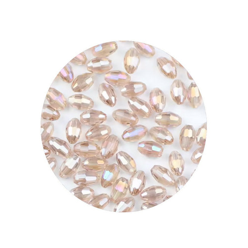 Skleněné broušené olivky béžové 6mm, 10ks
