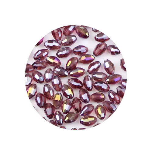 Skleněné broušené olivky fialovorůžové 6mm, 10ks