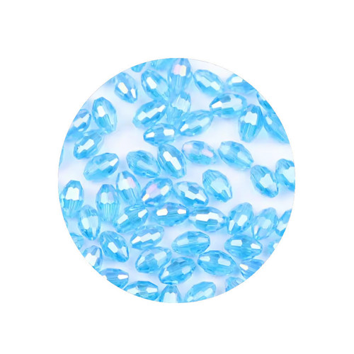Skleněné broušené olivky azurové 6mm, 10ks