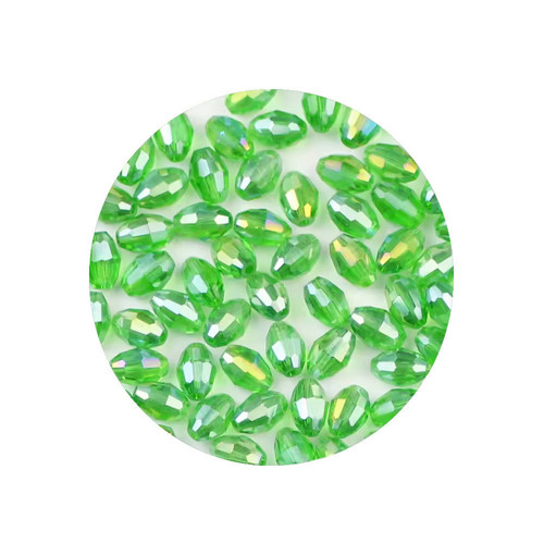 Skleněné broušené olivky světle zelené 6mm, 10ks
