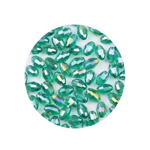 Skleněné broušené olivky tmavě zelené 6mm, 10ks