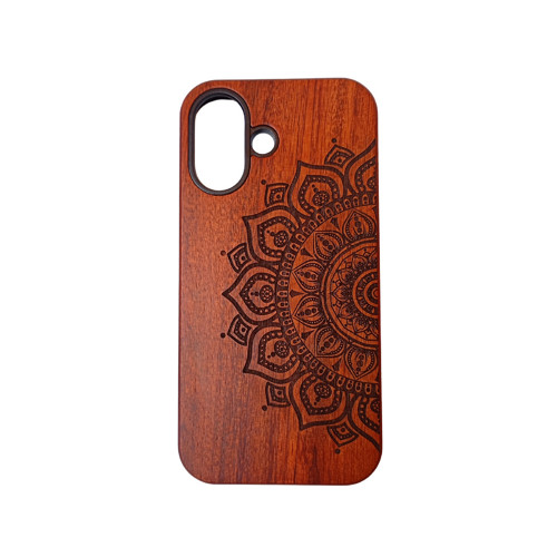 Dřevěný kryt na iPhone 16 s mandala gravírováním
