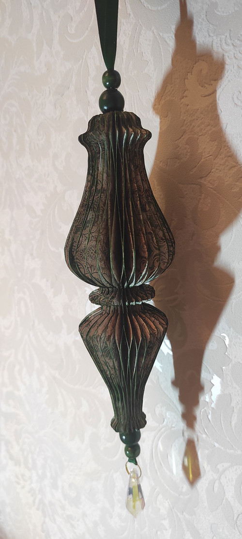Vánoční ozdoba - Green Damask s křišťálem