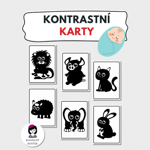 Kontrastní kartičky pro miminko, černobílé karty