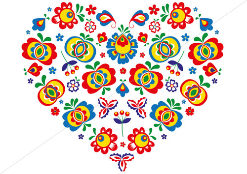 Srdce z folklorních ornamentů plné (JPG a PNG)