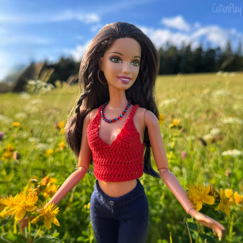 Náhrdelník pro Barbie - červený a modrý