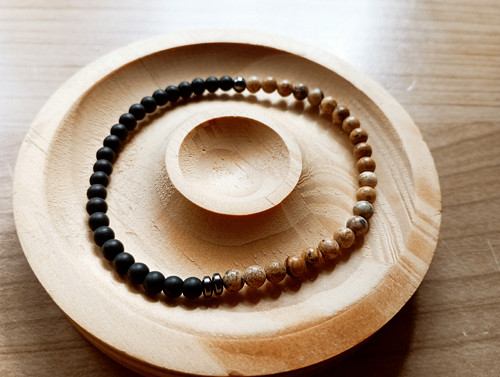 873 - Náramek 19cm - přírodní kámen (hnědavý)