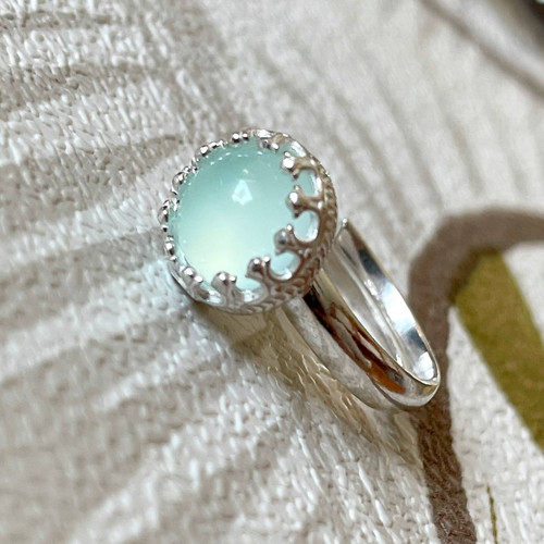 Stříbrný prsten s chalcedonem aqua Ag925 A100