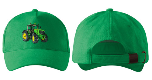 Kšiltovka s traktorem John Deere 6210R zelená