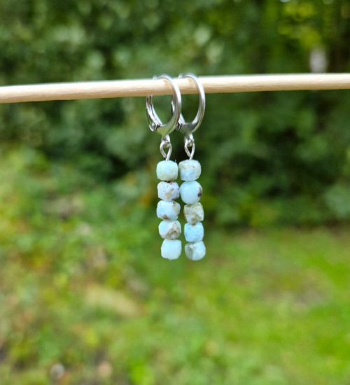 Larimar*kostičky*náušnice*chir.ocel