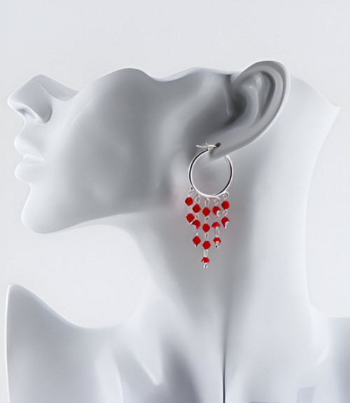 Stříbrné kruhové náušnice s krystaly Swarovski
