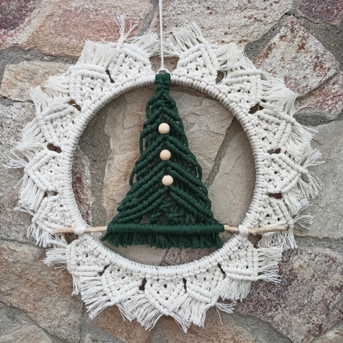 Vánoční dekorace, stromeček, macrame