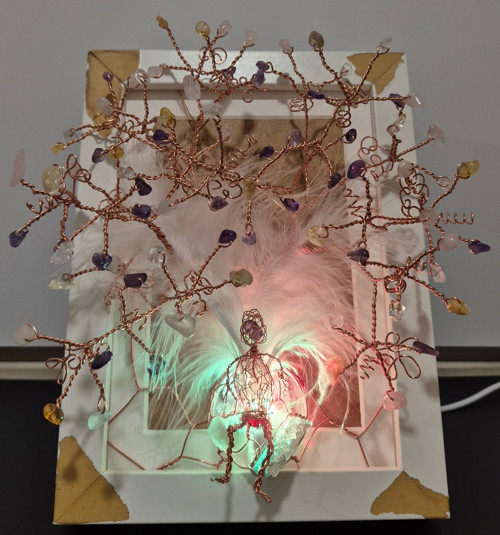 3D Strom života a štěstí v obraze na stůl s LED