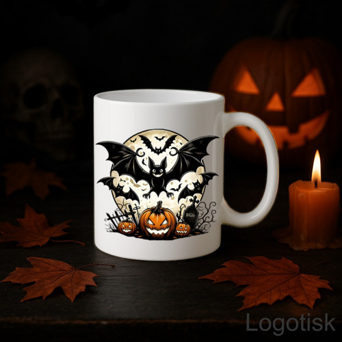 Hrnek s HALLOWENSKÝM potiskem NETOPÝR