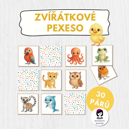 Zvířátkové pexeso | zvířata | zoo | hra pro děti