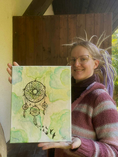 Lapač se zelenou energií 24 x 30 cm olejomalba