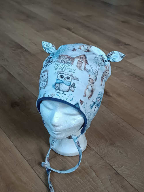 Zimní ušanka na zavazování "zvířátka" 49-52/3cm