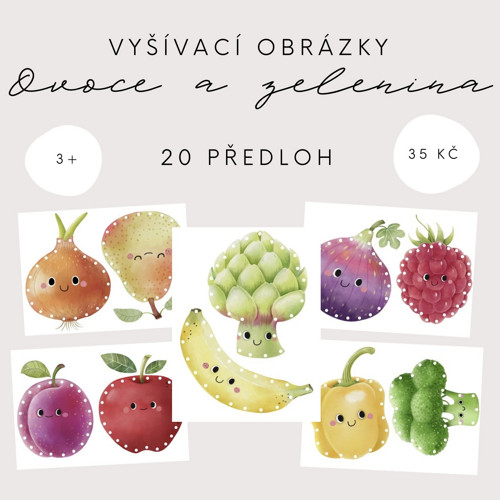 Vyšívací obrázky - ovoce a zelenina (PDF - tisk)