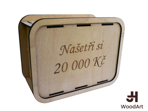Znovu použitelná dřevěná pokladnička- 20 000,- Kč