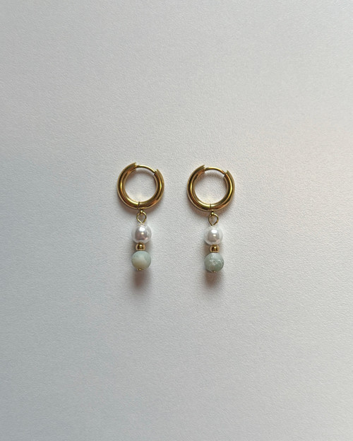 Earrings With Amazonite & Freshwater Pearls — foto 1
