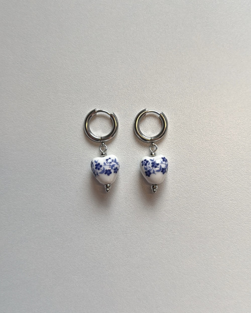Porcelain Heart Hoop Earrings