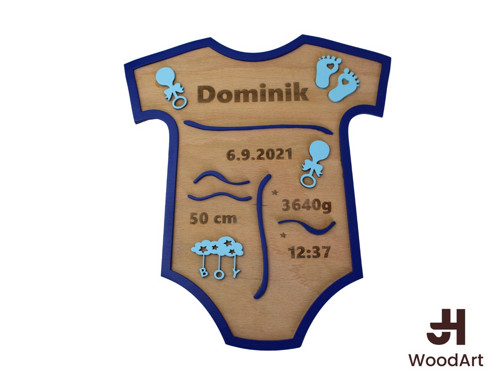 Dřevěná památka k narození miminka – body