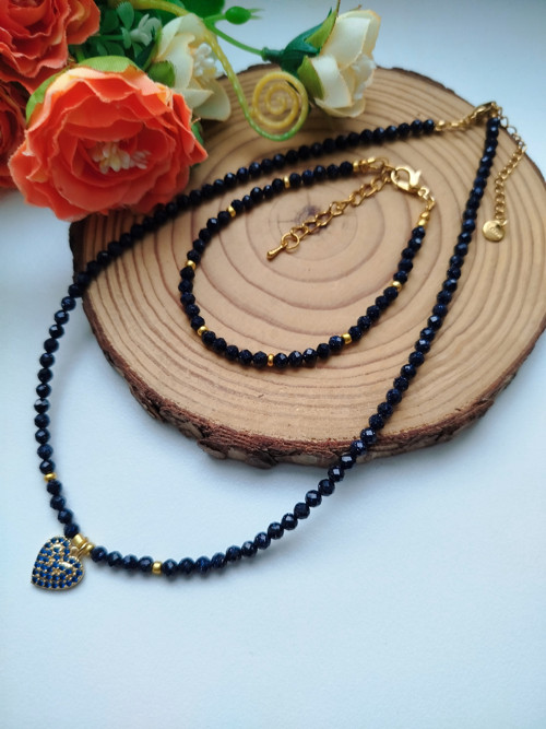 Minerální set šperků, blue sand 4mm