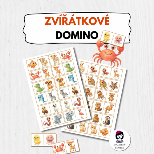 Zvířátkové domino | zvířata domino | zoo | mláďata