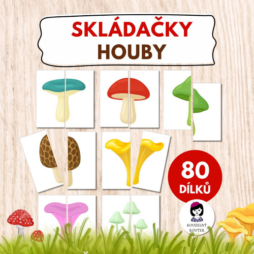 Puzzle skládačka Houby| Dušičky | Halloween | PDF