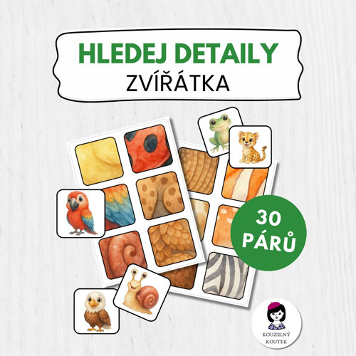 Zvířátkové vzory, třídění, hra zvířata, karty