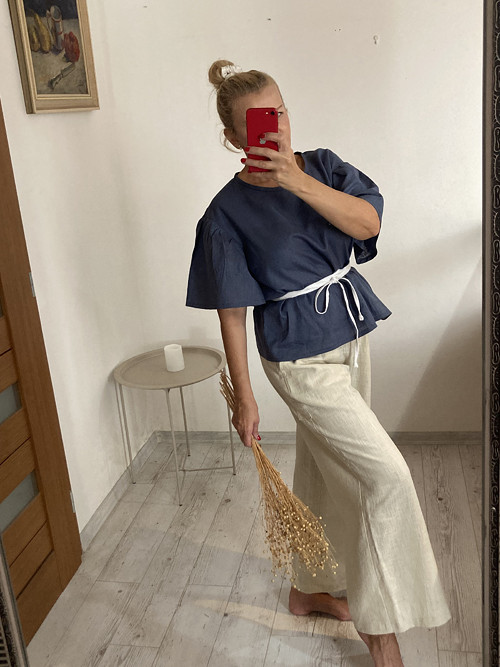ĽAN-ový TOP/Blúza s krátkym rukávom / JEANS /