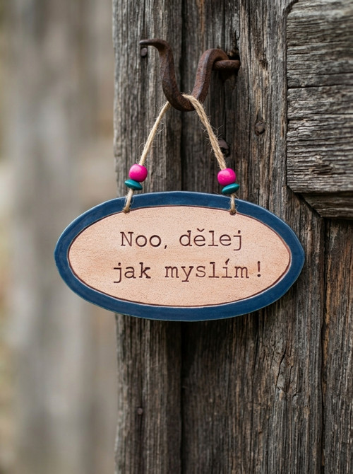 . 119 Keramická cedulka s vtipným textem pro ženy