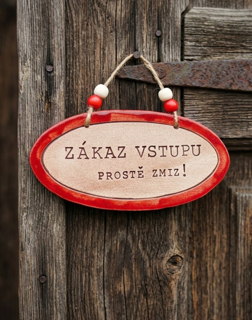 ..241 Keramická cedulka s vtipným textem — foto 1