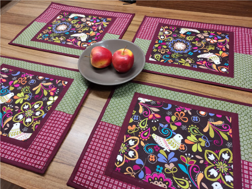 Prostírání patchwork Na lidovou notečku vinové zel
