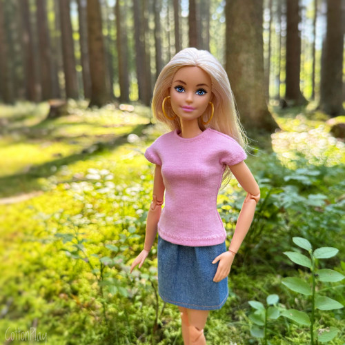 Džínová sukně level 1., pro Barbie - sv. modrá