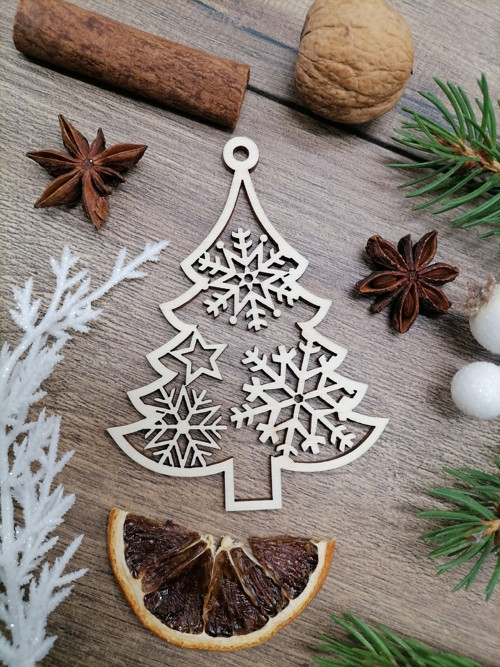 Vánoční ozdoba stromek s vločkou