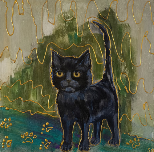 Černá kočka 40×40 cm