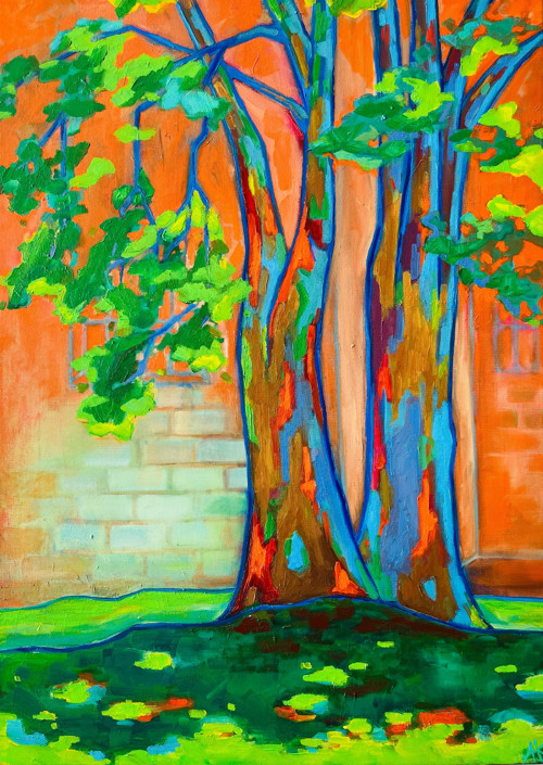 Dva silní vedle sebe, olej, 70 x 50 cm