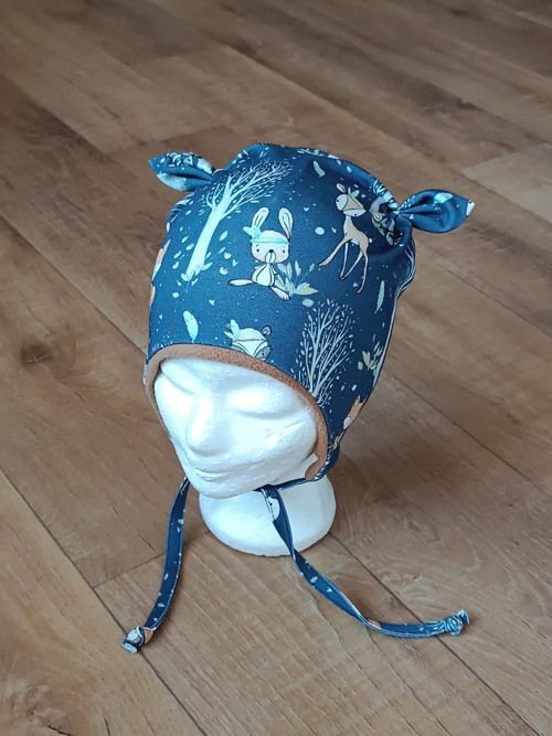 Zimní ušanka na zavazování "zvířátka " 49-52/3cm