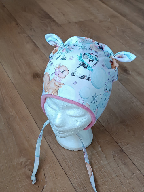 Zimní ušanka na zavazování "malovaná" 49-52/3cm