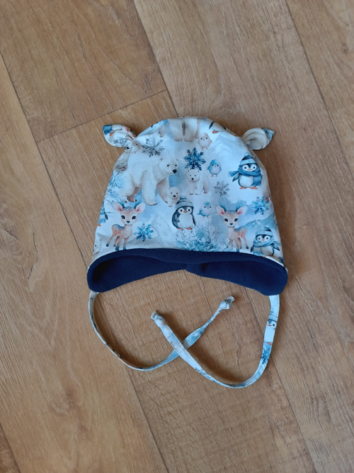 Zimní ušanka na zavazování "zvířátka" 45-48/9cm