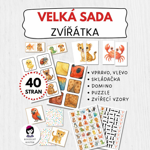 Velká sada - zvířátka | vzory | skládačka | pexeso