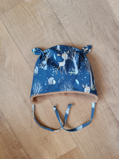 Zimní ušanka na zavazování "zvířátka " 45-48/9cm
