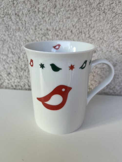 Porcelánový hrnek- Vánoční ptáčkové